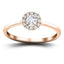 Classic Halo Diamond Engagement Ring with 0.27ct in 18k Rose Gold - All Diamond