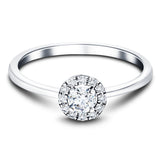 Classic Halo Diamond Engagement Ring with 0.27ct in 18k White Gold - All Diamond