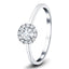 Certified Classic Halo Diamond Engagement Ring with 0.27ct in 18k White Gold