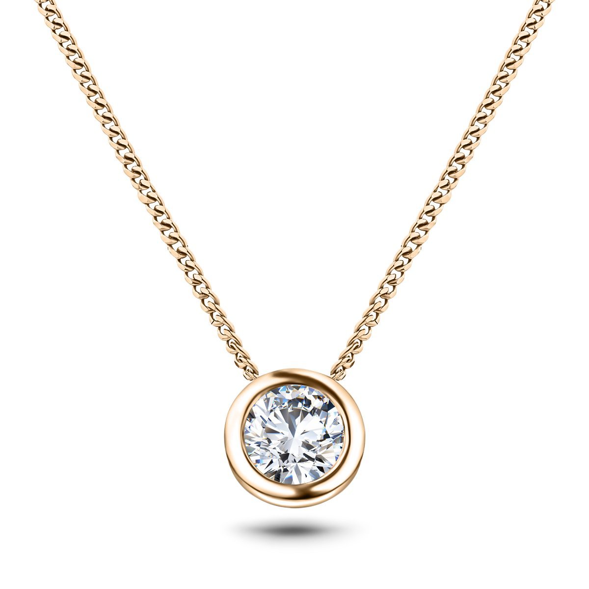 Classic Rub Over Diamond Solitaire Pendant 0.20ct G/SI 18k Rose Gold - All Diamond