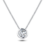 Classic Rub Over Diamond Solitaire Pendant 0.20ct G/SI 18k White Gold - All Diamond