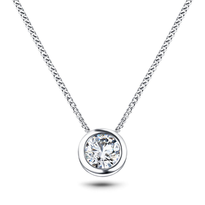 Classic Rub Over Diamond Solitaire Pendant 0.20ct G/SI 18k White Gold