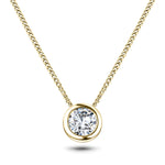 Classic Rub Over Diamond Solitaire Pendant 0.40ct G/SI 18k Yellow Gold - All Diamond