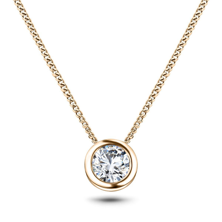 Classic Rub Over Diamond Solitaire Pendant 0.75ct G/SI 18k Rose Gold