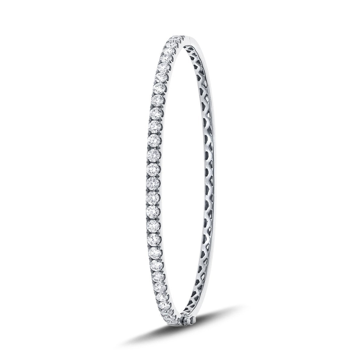 Claw Set Half Diamond Bangle 4.00ct G/SI Diamond in 18k White Gold - All Diamond