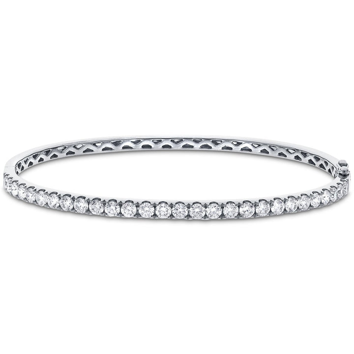 Claw Set Half Diamond Bangle 4.00ct G/SI Diamond in 18k White Gold