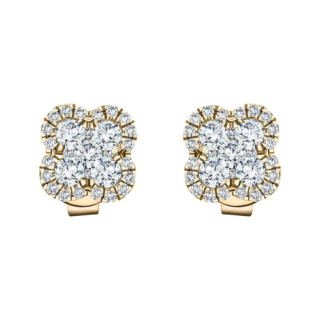 Cluster Diamond Earrings 0.50ct G/SI Quality 18k Yellow Gold 7.0mm - All Diamond