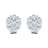 Cluster Diamond Earrings 1.35ct G/SI Quality In 18k White Gold - All Diamond