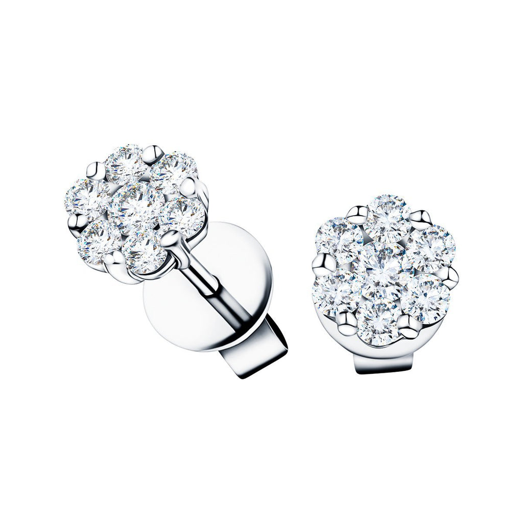 Cluster Diamond Earrings 2.00ct G/SI Quality In 18k White Gold - All Diamond