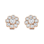 Cluster Earrings 1.10ct G/SI Quality Diamond in 18k Rose Gold - All Diamond