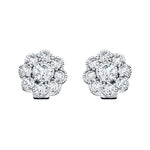 Cluster Earrings 1.10ct G/SI Quality Diamond in 18k White Gold - All Diamond