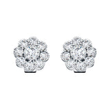 Cluster Earrings 1.10ct G/SI Quality Diamond in 18k White Gold - All Diamond
