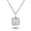 Cushion Diamond Cluster Pendant Necklace 0.75ct G/SI 18k White Gold