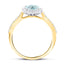 Cushion Halo Aquamarine 1.21ct & Diamond 0.32ct Ring in 18K Yellow Gold - All Diamond