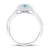 Cushion Halo Aquamarine 1.21ct & Diamond 0.32ct Ring in Platinum - All Diamond