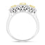 Cushion Yellow Diamond 1.60ct Three Stone Cluster Ring in Platinum - All Diamond