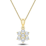 Daisy Diamond Cluster Pendant Necklace 0.25ct G/SI 18k Yellow Gold - All Diamond