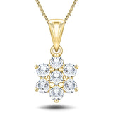 Daisy Diamond Cluster Pendant Necklace 0.25ct G/SI 18k Yellow Gold - All Diamond