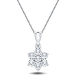 Daisy Diamond Cluster Pendant Necklace 0.25ct G/SI 9k White Gold - All Diamond