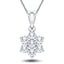 Daisy Diamond Cluster Pendant Necklace 0.50ct G/SI 18k White Gold - All Diamond
