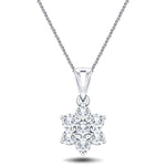 Daisy Diamond Cluster Pendant Necklace 0.50ct G/SI 18k White Gold - All Diamond