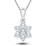 Daisy Diamond Cluster Pendant Necklace 1.50ct G/SI 18k White Gold - All Diamond