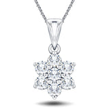 Daisy Diamond Cluster Pendant Necklace 1.50ct G/SI 18k White Gold - All Diamond