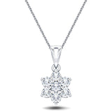 Daisy Diamond Cluster Pendant Necklace 2.00ct G/SI 18k White Gold - All Diamond