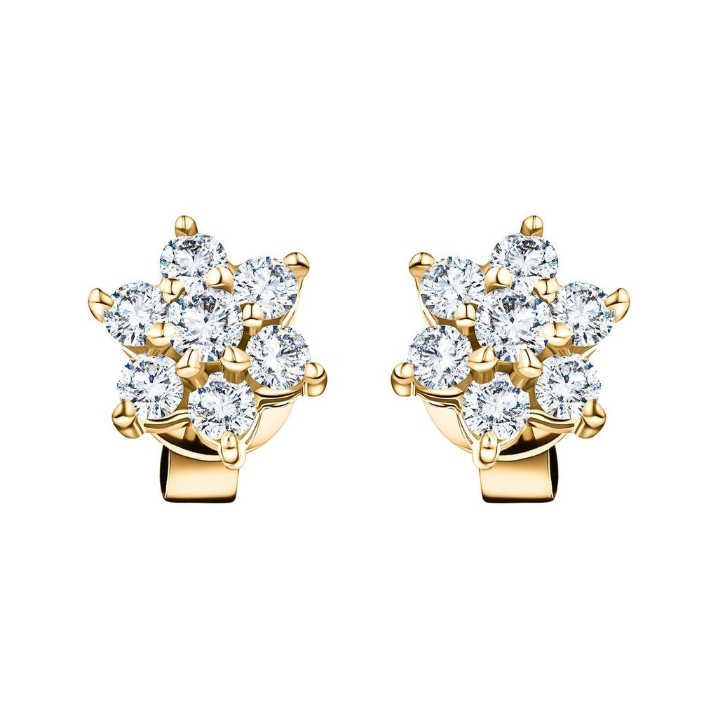 Daisy Diamond Cluster Stud Earrings 0.25ct G/SI in 18k Yellow Gold - All Diamond