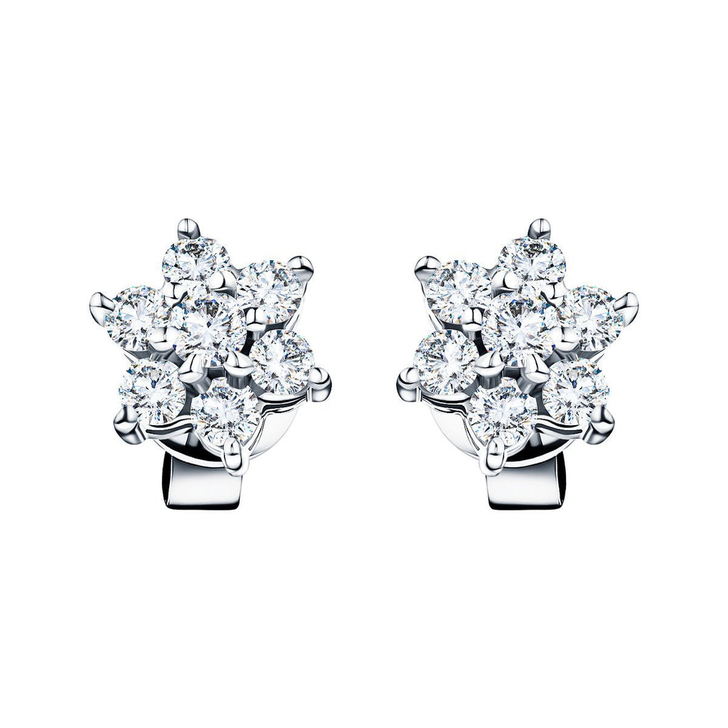 Daisy Diamond Cluster Stud Earrings 4.30ct G/SI in 18k White Gold - All Diamond
