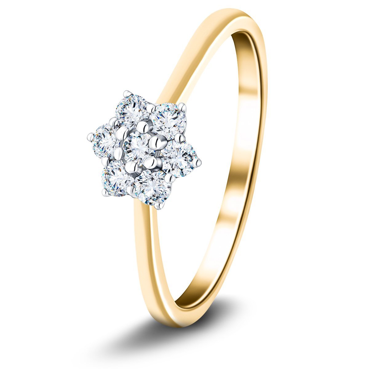 Diamond 0.25ct G/SI Quality 18k Yellow Gold Cluster Ring - All Diamond