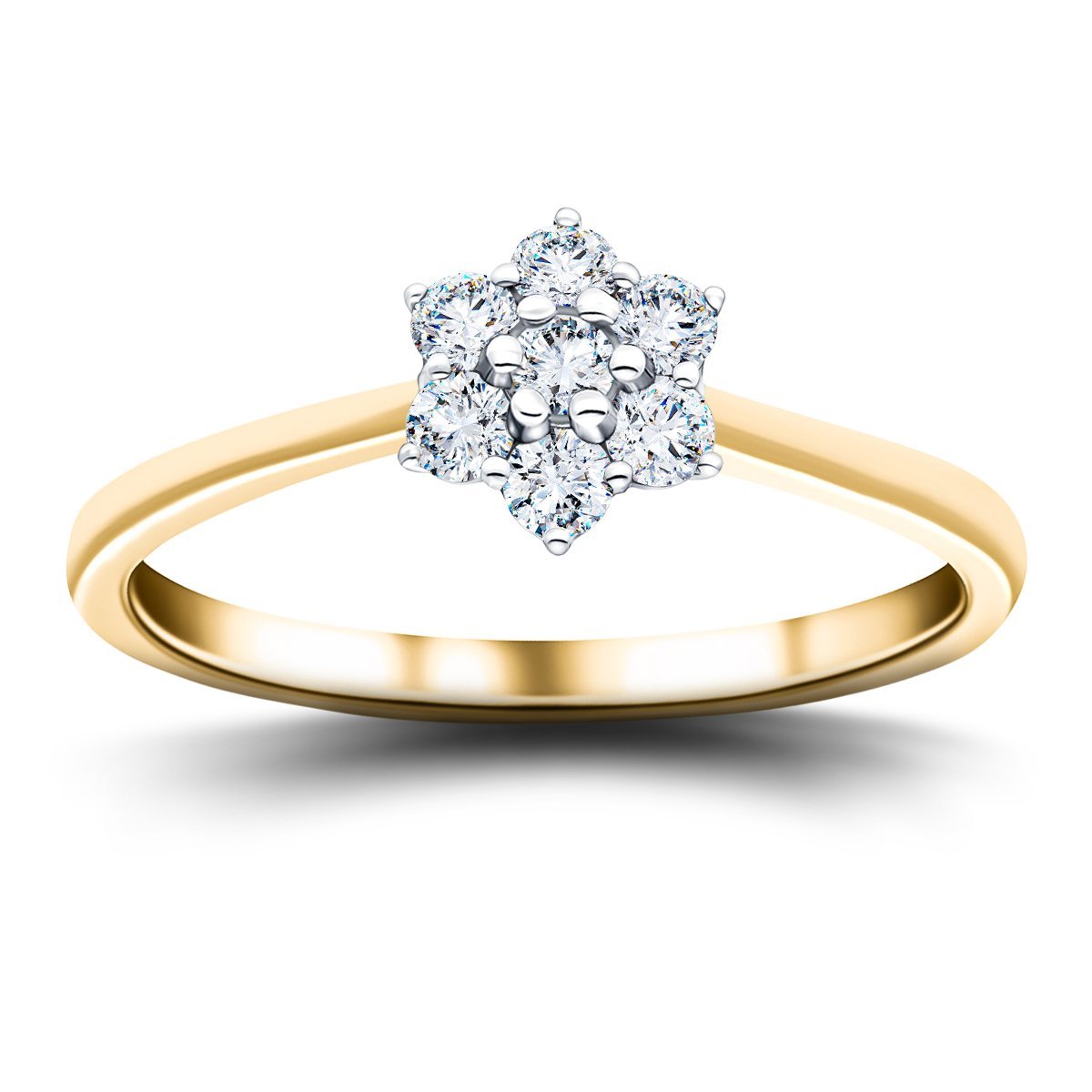 Diamond 0.25ct G/SI Quality 9k Yellow Gold Cluster Ring - All Diamond