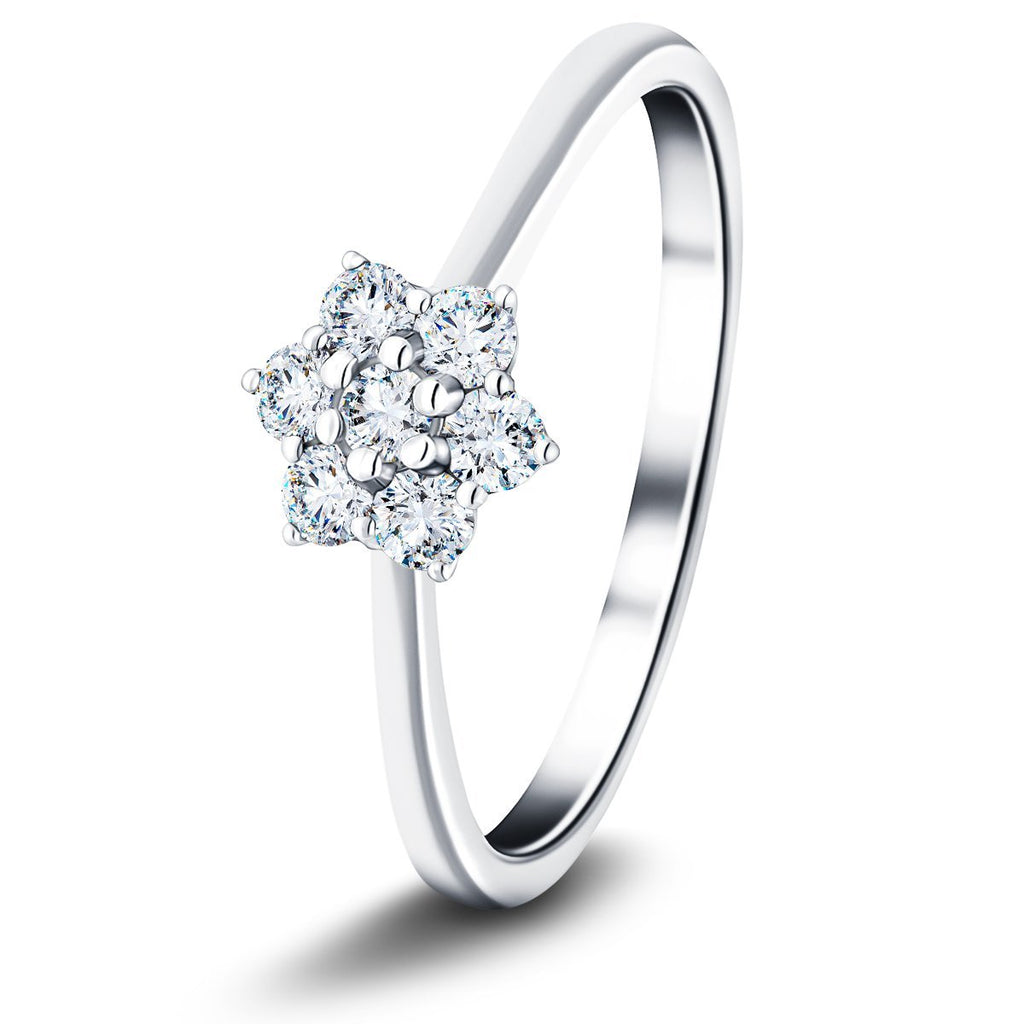 Diamond 0.50ct G/SI Quality 18k White Gold Cluster Ring - All Diamond