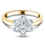 Diamond 0.75ct G/SI Quality 18k Yellow Gold Cluster Ring - All Diamond