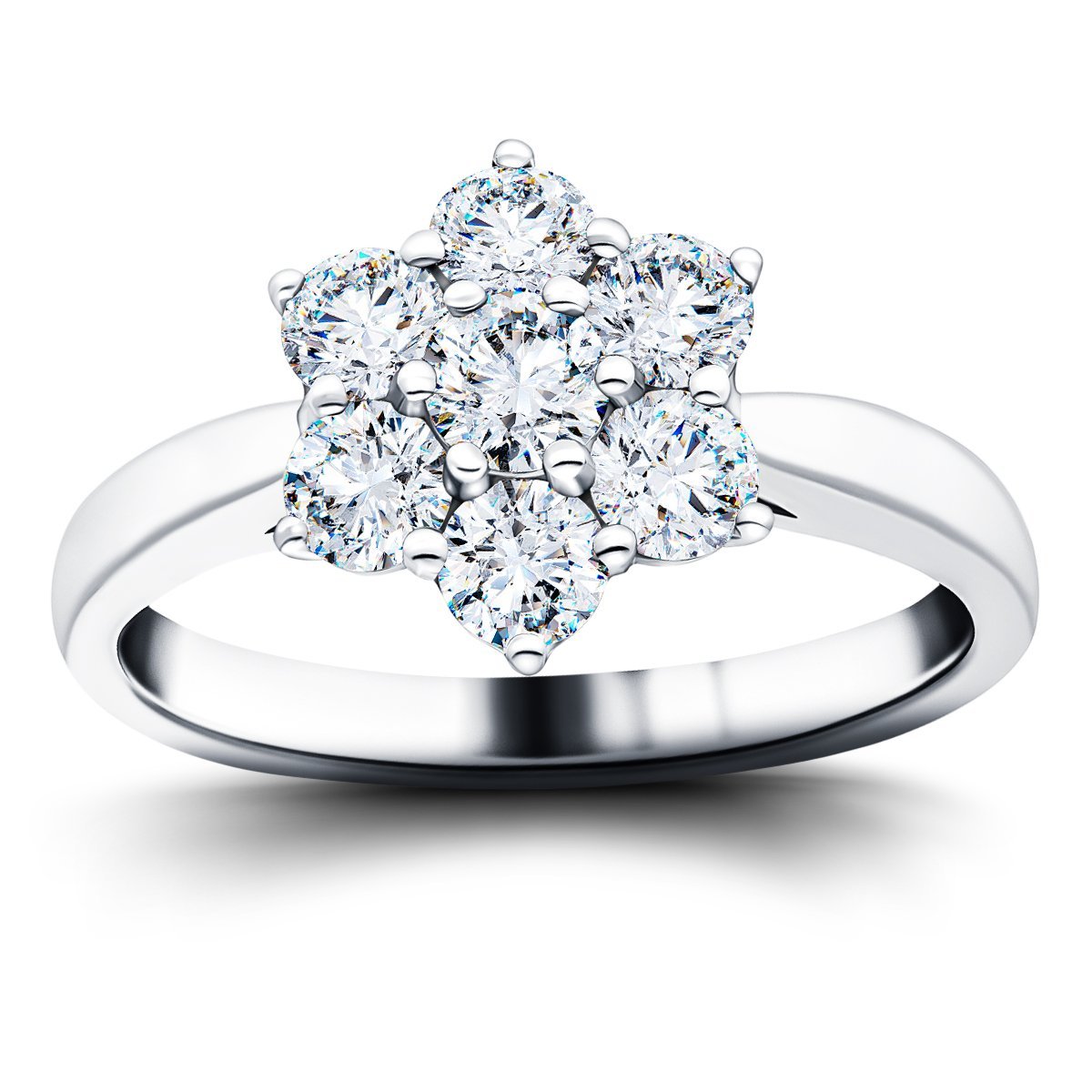 Diamond 1.00ct G/SI Quality 18k White Gold Cluster Ring - All Diamond
