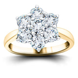 Diamond 1.60ct G/SI Quality 18k Yellow Gold Cluster Ring - All Diamond