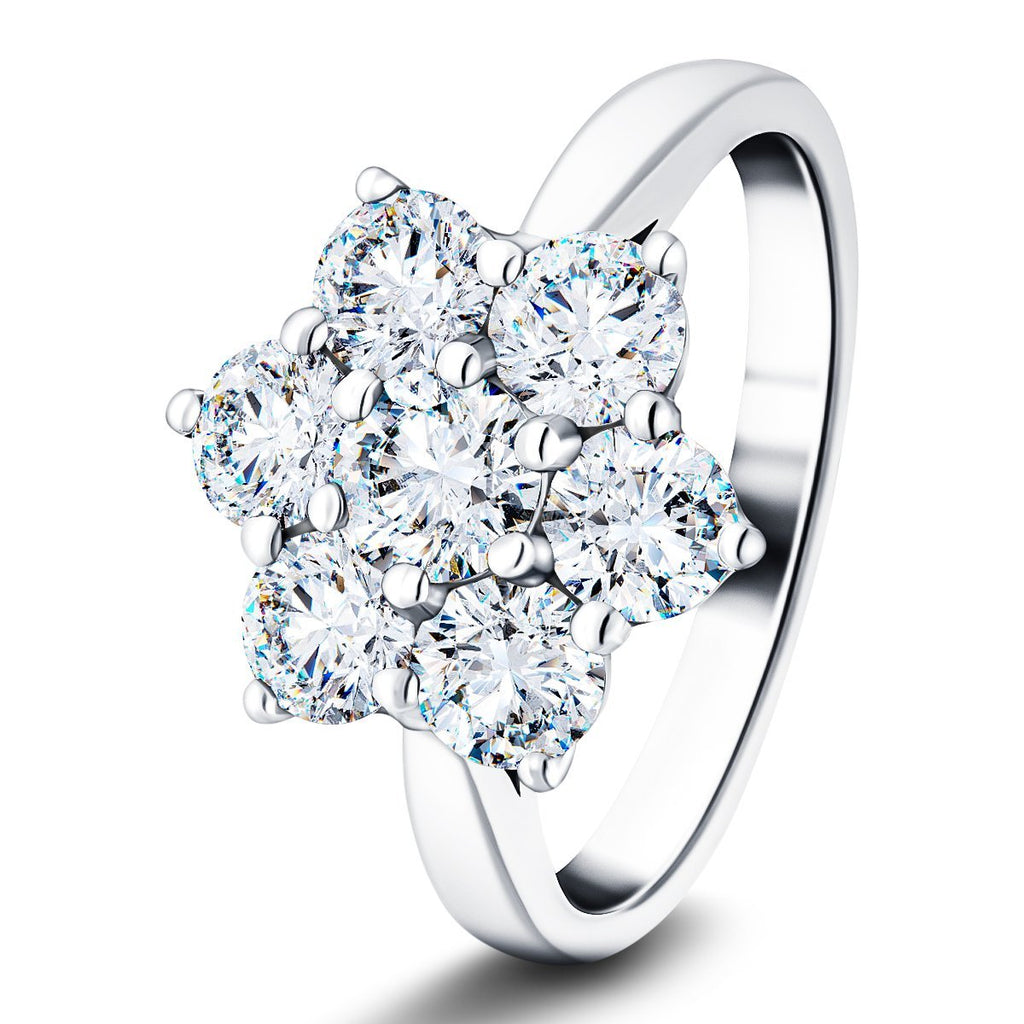 Diamond 2.00ct G/SI Quality 18k White Gold Cluster Ring - All Diamond