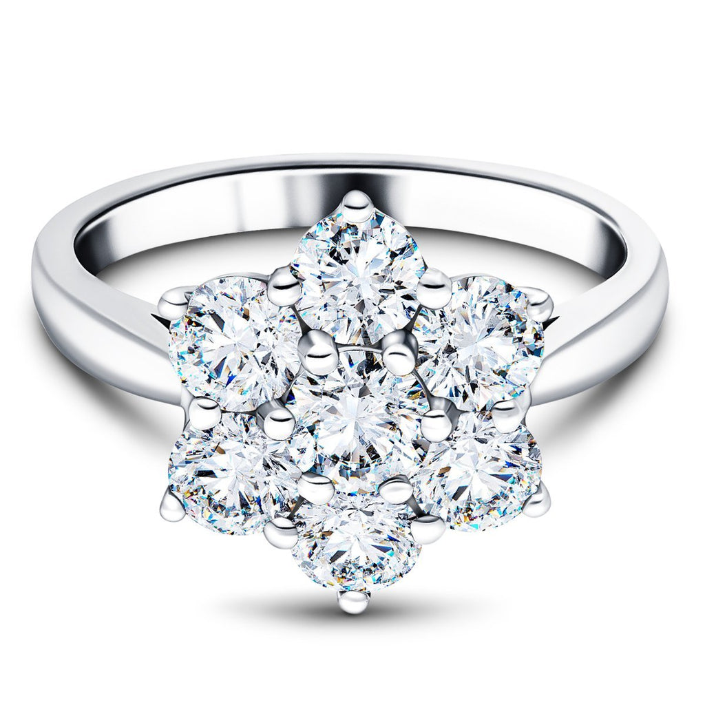 Diamond 3.00ct G/SI Quality 18k White Gold Cluster Ring - All Diamond