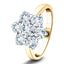 Diamond 3.00ct G/SI Quality 18k Yellow Gold Cluster Ring