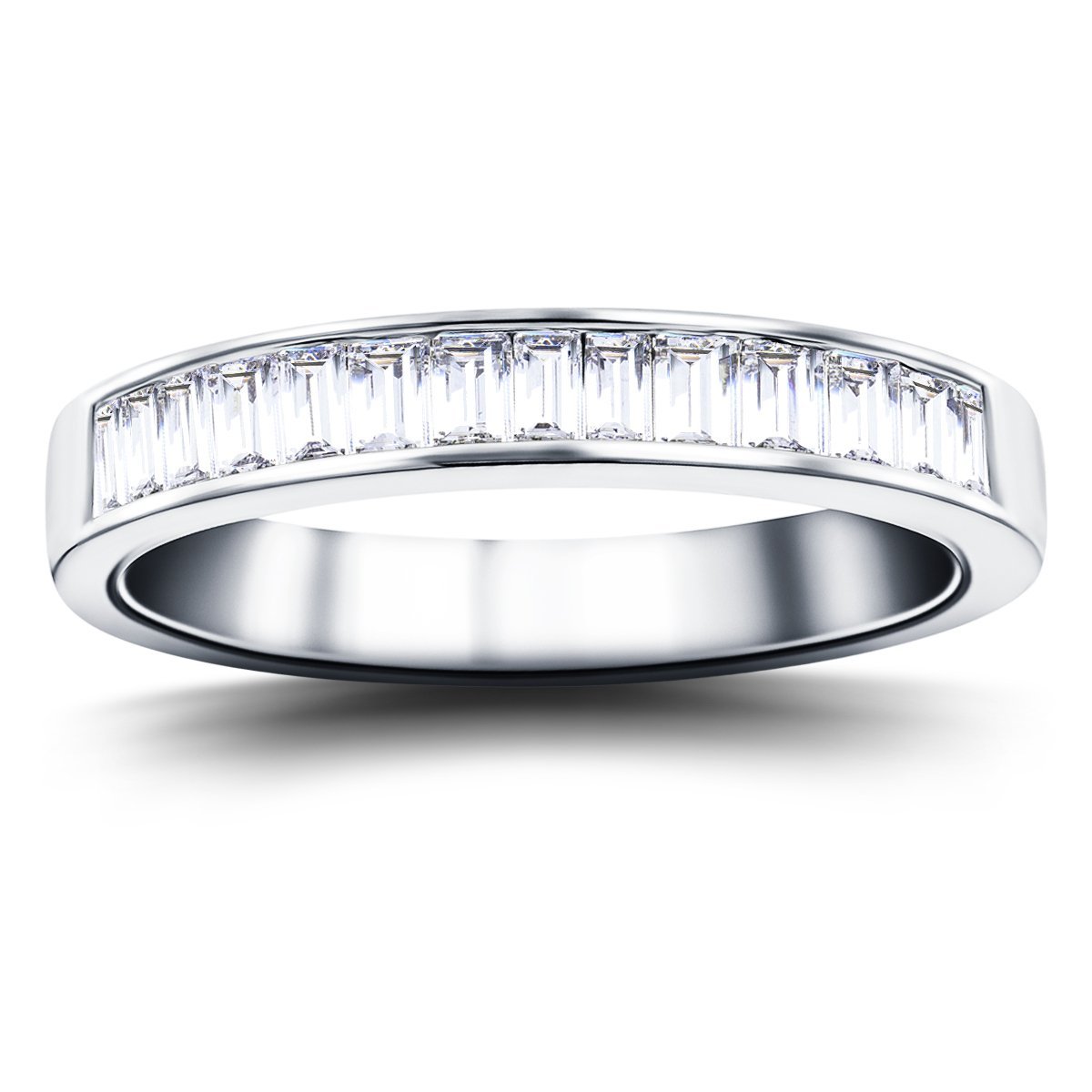 Diamond Baguette Channel Half Eternity Ring 0.25ct 18k White Gold - All Diamond