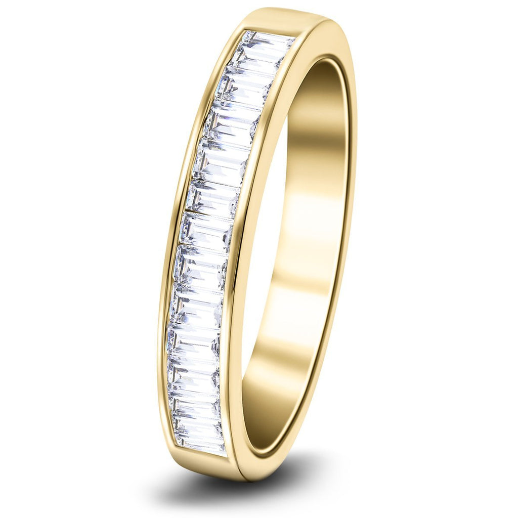 Diamond Baguette Channel Half Eternity Ring 0.25ct 18k Yellow Gold - All Diamond