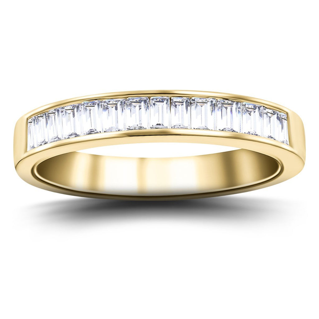 Diamond Baguette Channel Half Eternity Ring 0.50ct 18k Yellow Gold - All Diamond