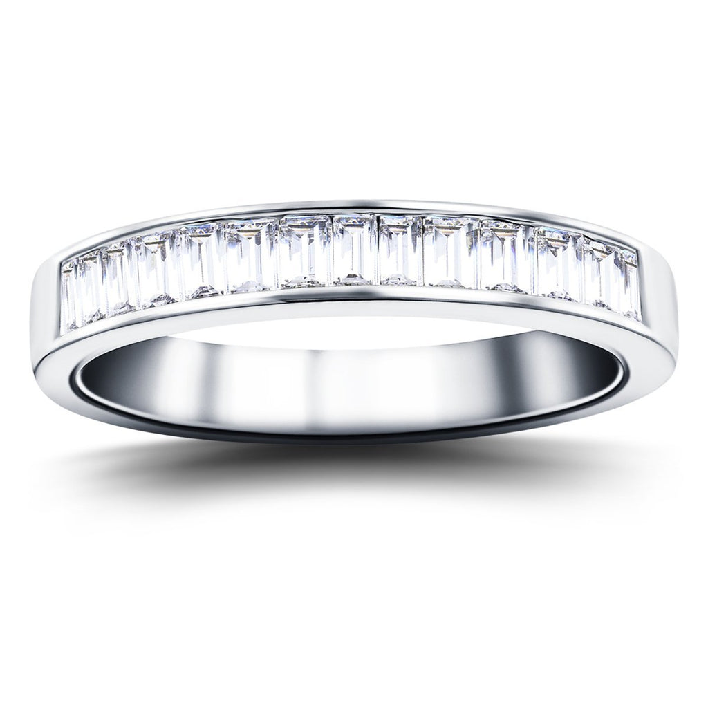 Diamond Baguette Channel Half Eternity Ring 0.50ct in Platinum - All Diamond