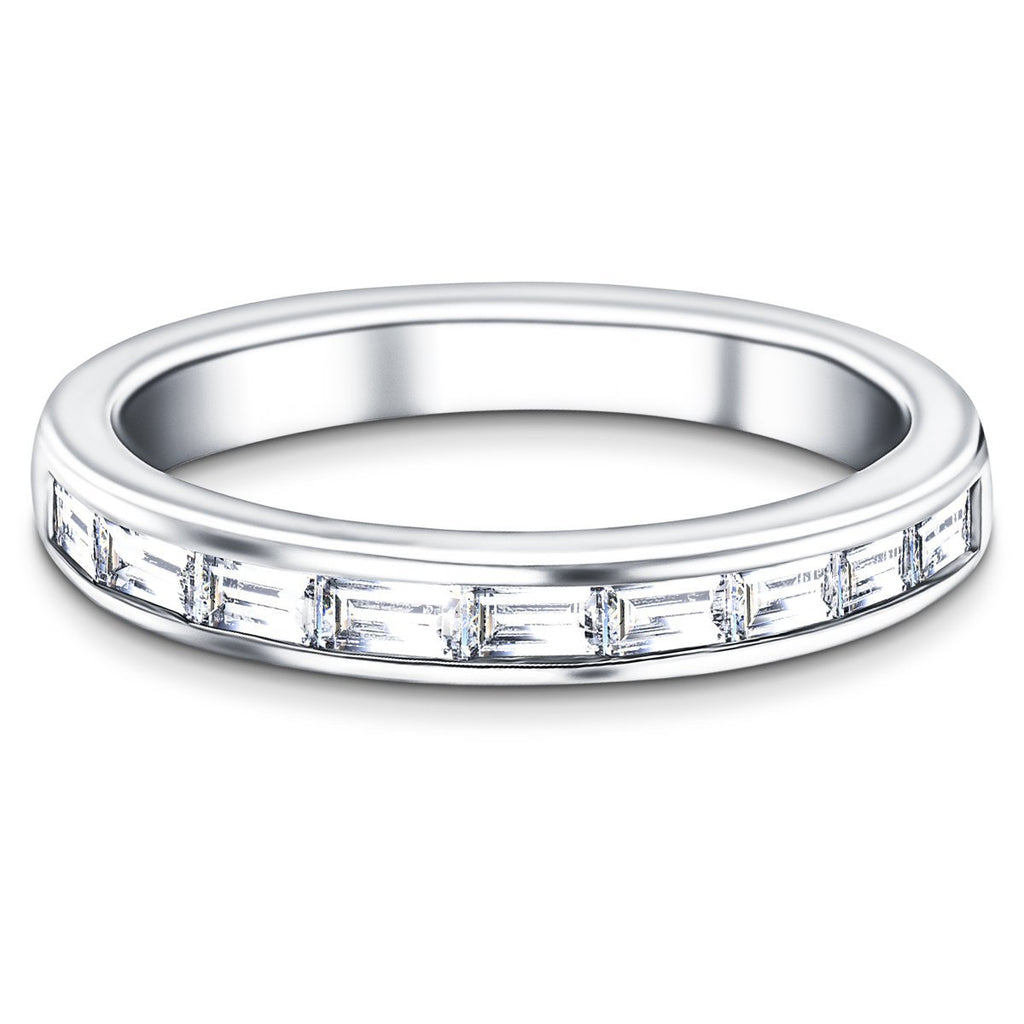 Diamond Baguette Half Eternity Ring 0.50ct G/SI in Platinum 2.7mm - All Diamond