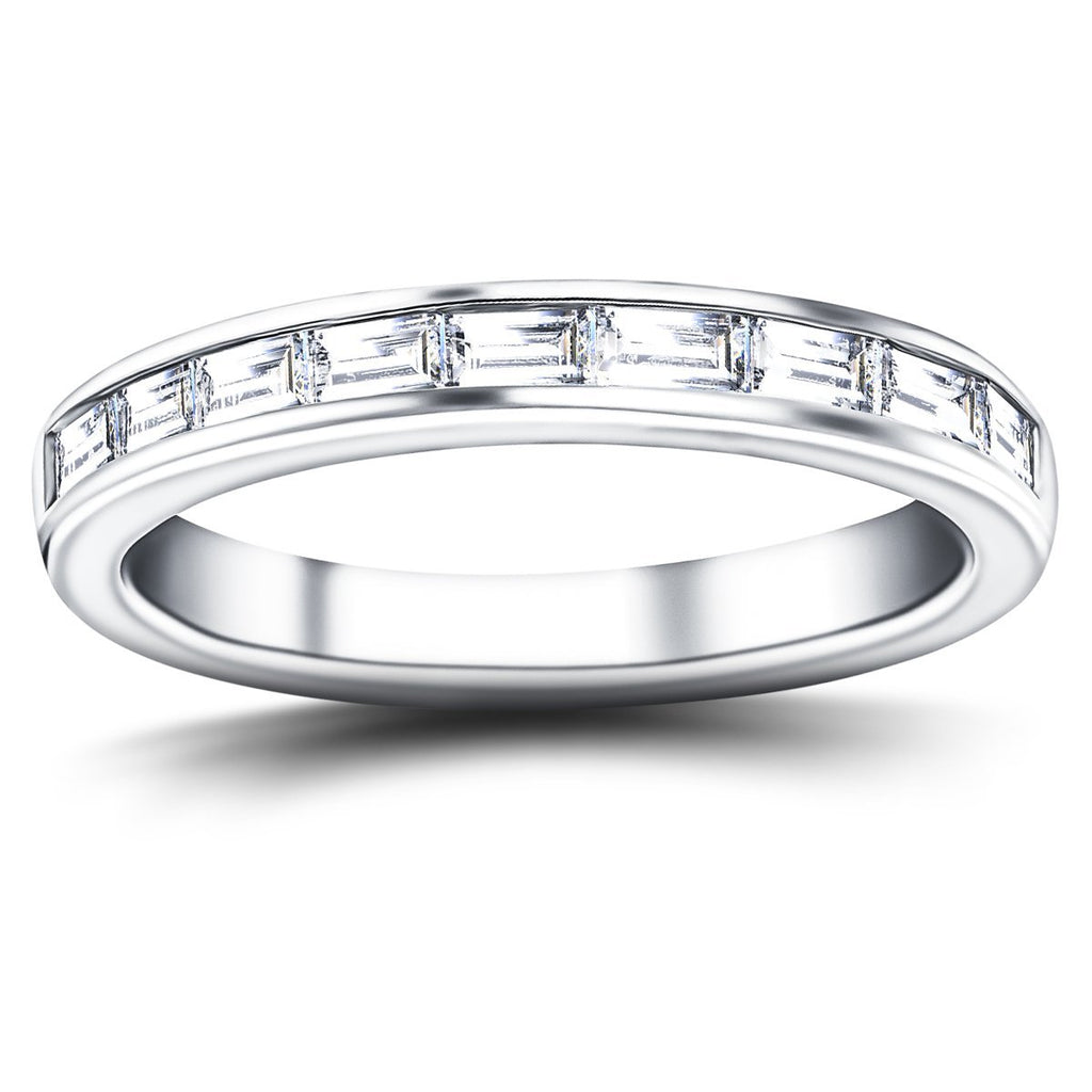 Diamond Baguette Half Eternity Ring 0.60ct G/SI 18k White Gold 3.0mm - All Diamond