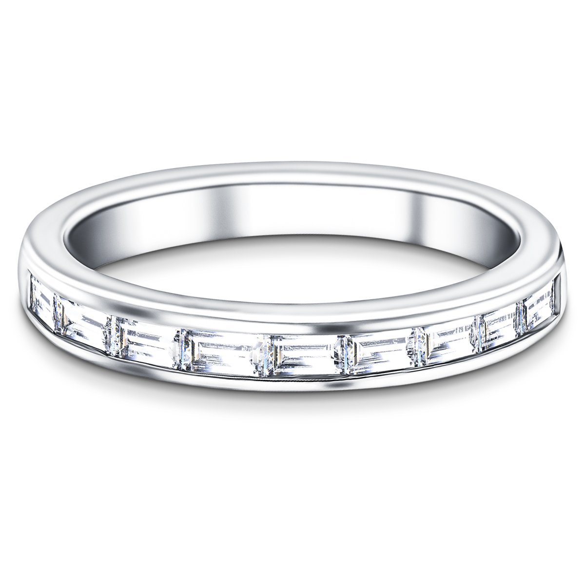Diamond Baguette Half Eternity Ring 0.60ct G/SI in Platinum 3.0mm - All Diamond