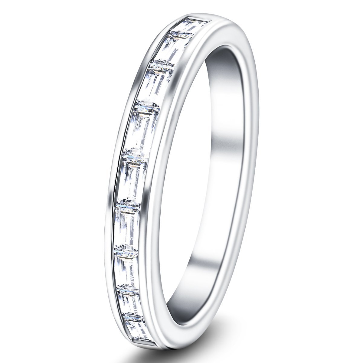 Diamond Baguette Half Eternity Ring 0.60ct G/SI in Platinum 3.0mm - All Diamond