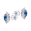 Diamond & Blue Sapphire Oval Cluster Earrings 1.60ct 18k White Gold - All Diamond