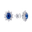 Diamond & Blue Sapphire Oval Cluster Earrings 1.60ct 18k White Gold