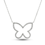 Diamond Butterfly Necklace Pendant 0.45ct G/SI Quality 18k White Gold - All Diamond